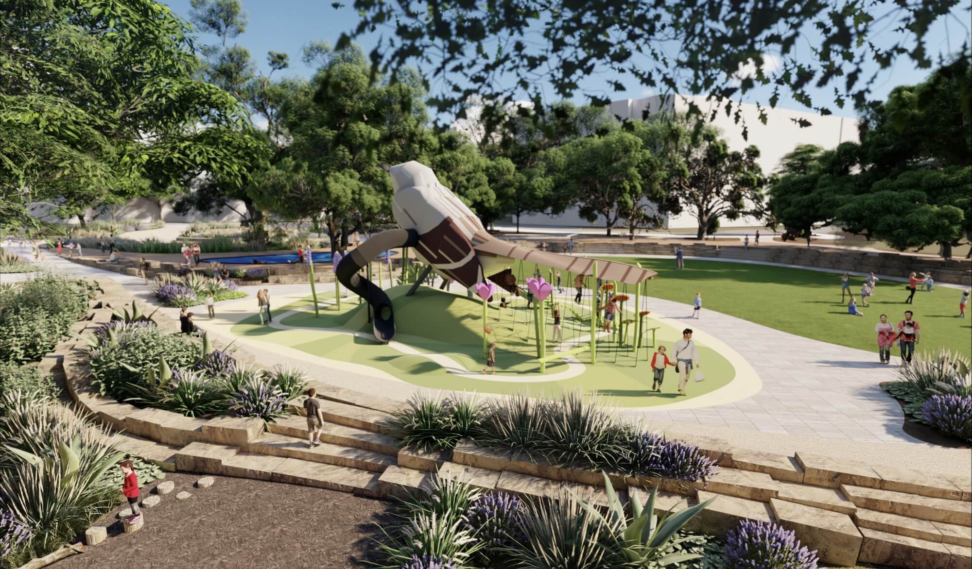 Playground and park rendering.